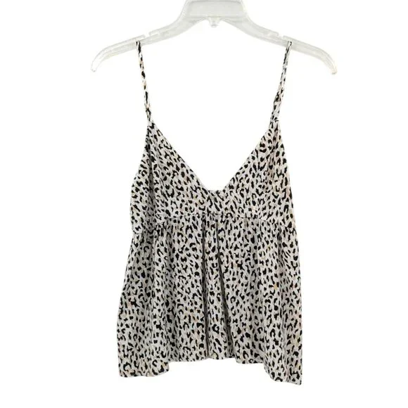 Volcom Leopard Print Babydoll Cami Top Women Size XS Coastal Y2K Boho Festival - Picture 1 of 8